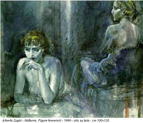 Alberto Sughi - Notturno. Figure femminili - 1999 - olio su tela - cm 100x120