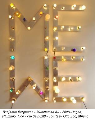 Benjamin Bergmann - Muhammad Ali - 2008 - legno, alluminio, luce - cm 340x280 - courtesy Otto Zoo, Milano