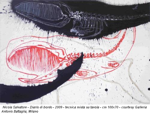 Nicola Salvatore - Diario di bordo - 2009 - tecnica mista su tavola - cm 100x70 - courtesy Galleria Antonio Battaglia, Milano