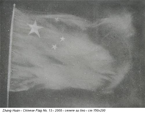 Zhang Huan - Chinese Flag No. 13 - 2008 - cenere su lino - cm 150x200