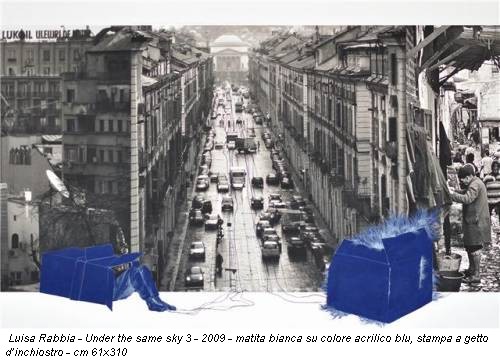 Luisa Rabbia - Under the same sky 3 - 2009 - matita bianca su colore acrilico blu, stampa a getto d’inchiostro - cm 61x310
