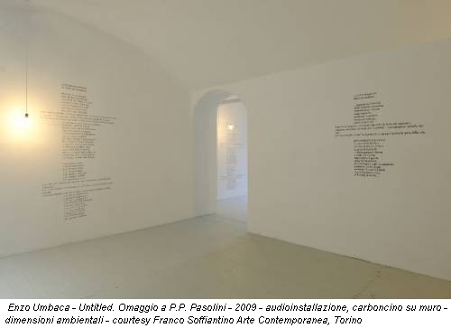 Enzo Umbaca - Untitled. Omaggio a P.P. Pasolini - 2009 - audioinstallazione, carboncino su muro - dimensioni ambientali - courtesy Franco Soffiantino Arte Contemporanea, Torino