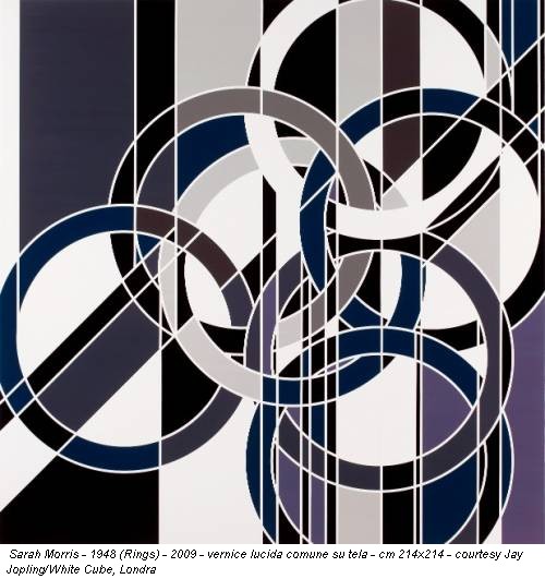 Sarah Morris - 1948 (Rings) - 2009 - vernice lucida comune su tela - cm 214x214 - courtesy Jay Jopling/White Cube, Londra