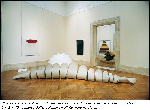 Pino Pascali - Ricostruzione del dinosauro - 1966 - 16 elementi in tela grezza centinata - cm 100x6,7x70 - courtesy Galleria Nazionale d’Arte Moderna, Roma