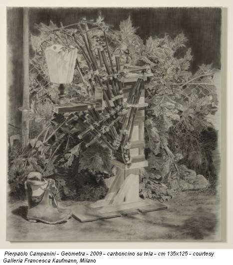 Pierpaolo Campanini - Geometra - 2009 - carboncino su tela - cm 135x125 - courtesy Galleria Francesca Kaufmann, Milano