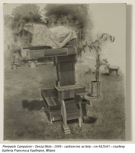 Pierpaolo Campanini - Senza titolo - 2009 - carboncino su tela - cm 68,5x61 - courtesy Galleria Francesca Kaufmann, Milano