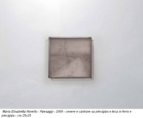 Maria Elisabetta Novello - Paesaggi - 2009 - cenere e carbone su plexiglas e teca in ferro e plexiglas - cm 25x25