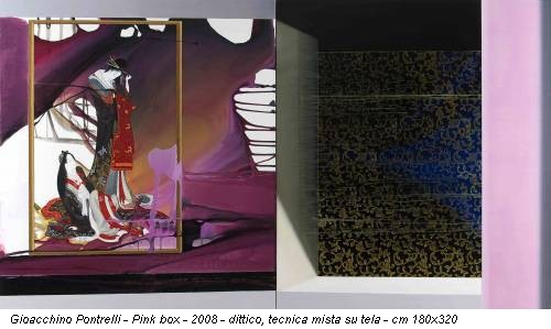 Gioacchino Pontrelli - Pink box - 2008 - dittico, tecnica mista su tela - cm 180x320
