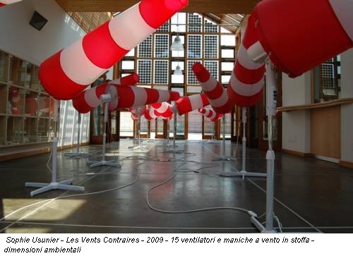 Sophie Usunier - Les Vents Contraires - 2009 - 15 ventilatori e maniche a vento in stoffa - dimensioni ambientali