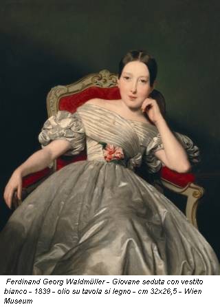 Ferdinand Georg Waldmüller - Giovane seduta con vestito bianco - 1839 - olio su tavola si legno - cm 32x26,5 - Wien Museum