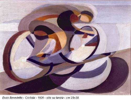 Enzo Benedetto - Ciclista - 1926 - olio su tavola - cm 28x38