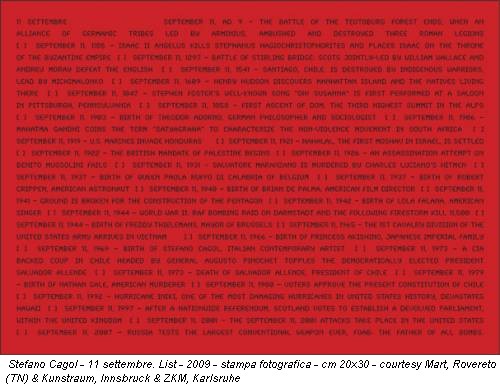 Stefano Cagol - 11 settembre. List - 2009 - stampa fotografica - cm 20x30 - courtesy Mart, Rovereto (TN) & Kunstraum, Innsbruck & ZKM, Karlsruhe