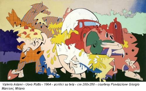 Valerio Adami - Uovo Rotto - 1964 - acrilici su tela - cm 200x350 - courtesy Fondazione Giorgio Marconi, Milano