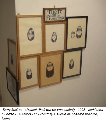 Barry McGee - Untitled (theft will be prosecuted) - 2008 - inchiostro su carta - cm 69x24x71 - courtesy Galleria Alessandra Bonomo, Roma