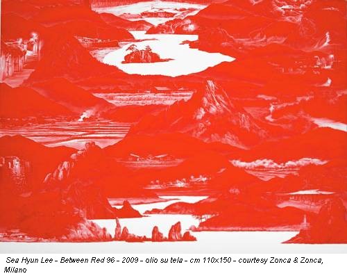 Sea Hyun Lee - Between Red 96 - 2009 - olio su tela - cm 110x150 - courtesy Zonca & Zonca, Milano
