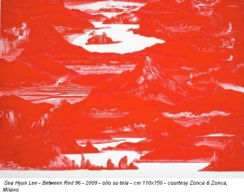 Sea Hyun Lee - Between Red 96 - 2009 - olio su tela - cm 110x150 - courtesy Zonca & Zonca, Milano