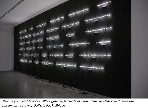 Petr Belyi - Illegible note - 2009 - gomma, lampade al neon, impianto elettrico - dimensioni ambientali - courtesy Galleria Pack, Milano