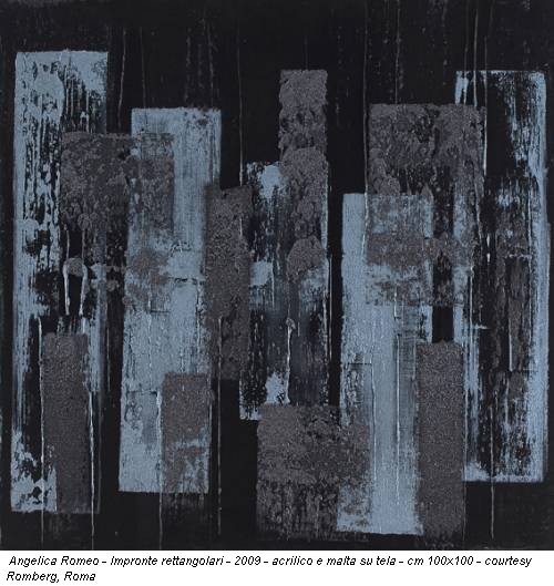 Angelica Romeo - Impronte rettangolari - 2009 - acrilico e malta su tela - cm 100x100 - courtesy Romberg, Roma