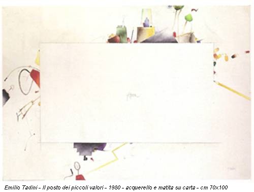 Emilio Tadini - Il posto dei piccoli valori - 1980 - acquerello e matita su carta - cm 70x100