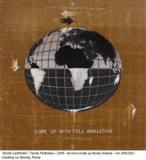 Emilio Leofreddi - Tenda Portolano - 2009 - tecnica mista su tenda indiana - cm 200x200 - courtesy La Nuvola, Roma