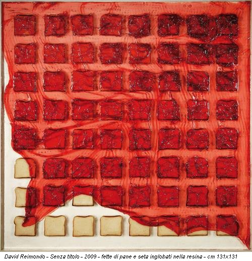 David Reimondo - Senza titolo - 2009 - fette di pane e seta inglobati nella resina - cm 131x131