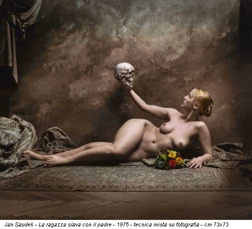 Jan Saudek - La ragazza slava con il padre - 1975 - tecnica mista su fotografia - cm 73x73