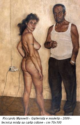 Riccardo Mannelli - Gallerista e modella - 2009 - tecnica mista su carta cotone - cm 70x100