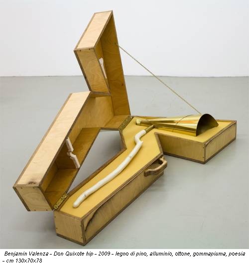 Benjamin Valenza - Don Quixote hip - 2009 - legno di pino, alluminio, ottone, gommapiuma, poesia - cm 130x70x78