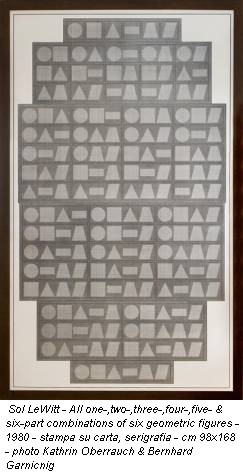 Sol LeWitt - All one-,two-,three-,four-,five- & six-part combinations of six geometric figures - 1980 - stampa su carta, serigrafia - cm 98x168 - photo Kathrin Oberrauch & Bernhard Garnicnig