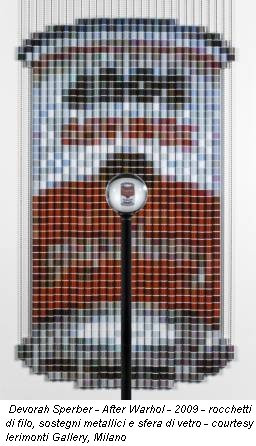 Devorah Sperber - After Warhol - 2009 - rocchetti di filo, sostegni metallici e sfera di vetro - courtesy Ierimonti Gallery, Milano