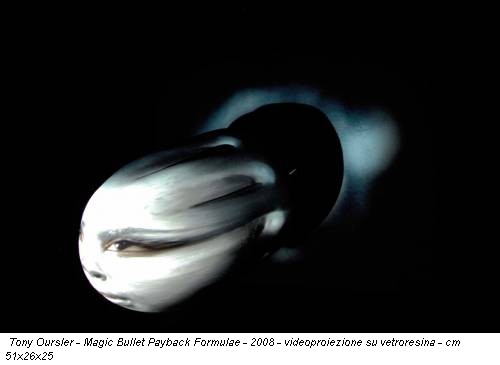 Tony Oursler - Magic Bullet Payback Formulae - 2008 - videoproiezione su vetroresina - cm 51x26x25