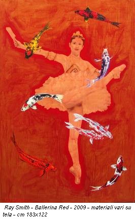 Ray Smith - Ballerina Red - 2009 - materiali vari su tela - cm 183x122