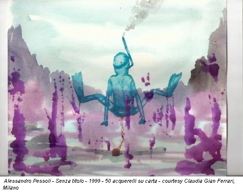 Alessandro Pessoli - Senza titolo - 1999 - 50 acquerelli su carta - courtesy Claudia Gian Ferrari, Milano