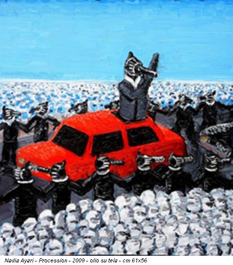 Nadia Ayari - Procession - 2009 - olio su tela - cm 61x56