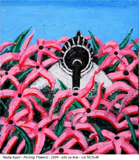 Nadia Ayari - Picking Flowers - 2009 - olio su tela - cm 50,5x46