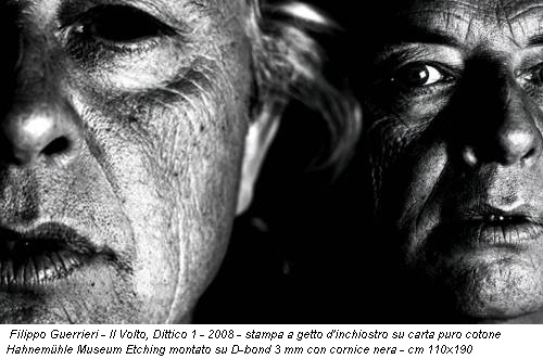 Filippo Guerrieri - Il Volto, Dittico 1 - 2008 - stampa a getto d'inchiostro su carta puro cotone Hahnemühle Museum Etching montato su D-bond 3 mm con cornice nera - cm 110x190