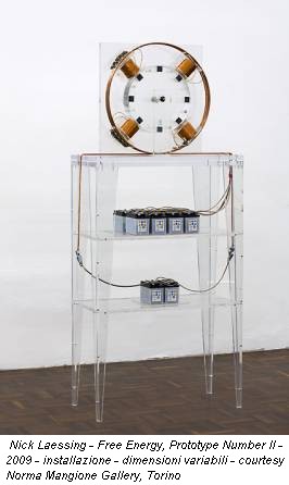 Nick Laessing - Free Energy, Prototype Number II - 2009 - installazione - dimensioni variabili - courtesy Norma Mangione Gallery, Torino