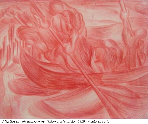 Aligi Sassu - Illustrazione per Mafarka, il futurista - 1929 - matita su carta