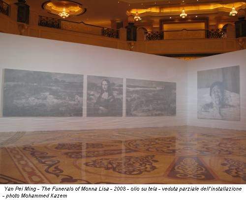 Yan Pei Ming - The Funerals of Monna Lisa - 2008 - olio su tela - veduta parziale dell’installazione - photo Mohammed Kazem