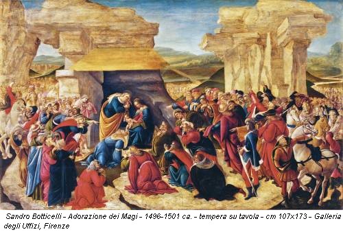 Sandro Botticelli - Adorazione dei Magi - 1496-1501 ca. - tempera su tavola - cm 107x173 - Galleria degli Uffizi, Firenze