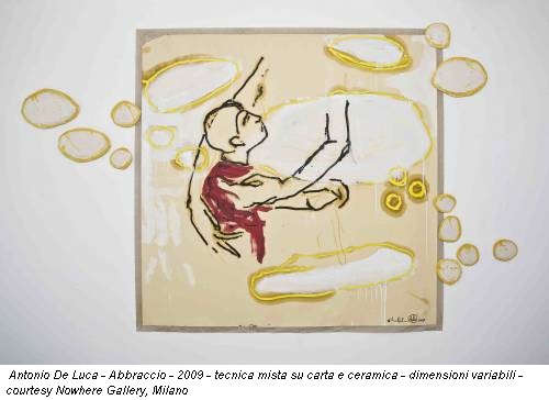 Antonio De Luca - Abbraccio - 2009 - tecnica mista su carta e ceramica - dimensioni variabili - courtesy Nowhere Gallery, Milano