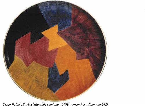 Serge Poliakoff - Assiette, pièce unique - 1959 - ceramica - diam. cm 34,5
