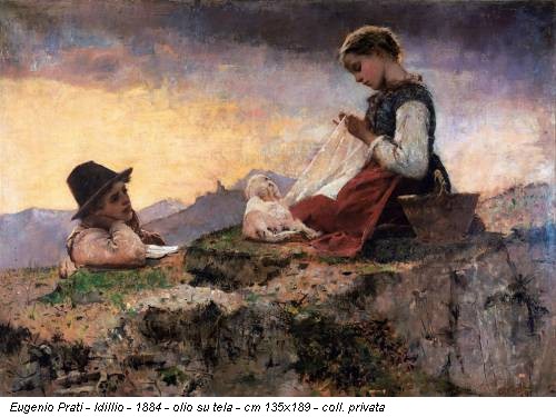 Eugenio Prati - Idillio - 1884 - olio su tela - cm 135x189 - coll. privata