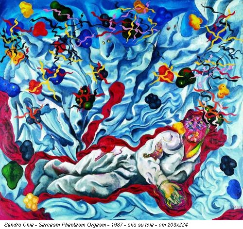 Sandro Chia - Sarcasm Phantasm Orgasm - 1987 - olio su tela - cm 203x224