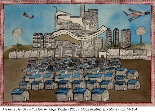 Archana Hande - All is fair in Magic White - 2008 - block printing su cotone - cm 74x104