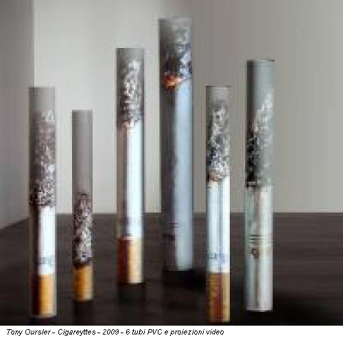 Tony Oursler - Cigareyttes - 2009 - 6 tubi PVC e proiezioni video