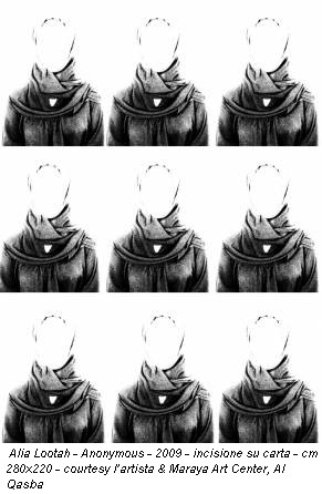 Alia Lootah - Anonymous - 2009 - incisione su carta - cm 280x220 - courtesy l’artista & Maraya Art Center, Al Qasba