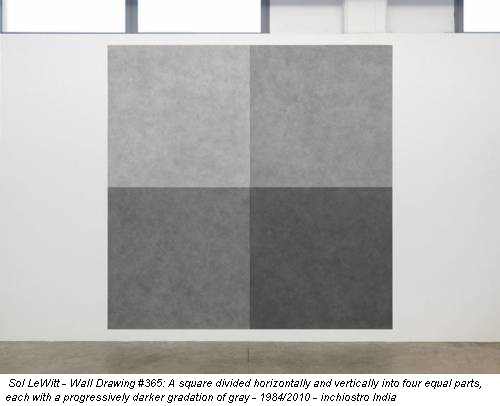 Sol LeWitt - Wall Drawing #365: A square divided horizontally and vertically into four equal parts, each with a progressively darker gradation of gray - 1984/2010 - inchiostro India