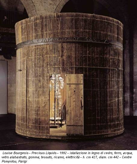 Louise Bourgeois - Precious Liquids - 1992 - istallazione in legno di cedro, ferro, acqua, vetro alabastrato, gomma, tessuto, ricamo, elettricità - h. cm 427, diam. cm 442 - Centre Pompidou, Parigi