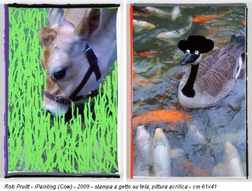 Rob Pruitt - iPainting (Cow) - 2009 - stampa a getto su tela, pittura acrilica - cm 61x41